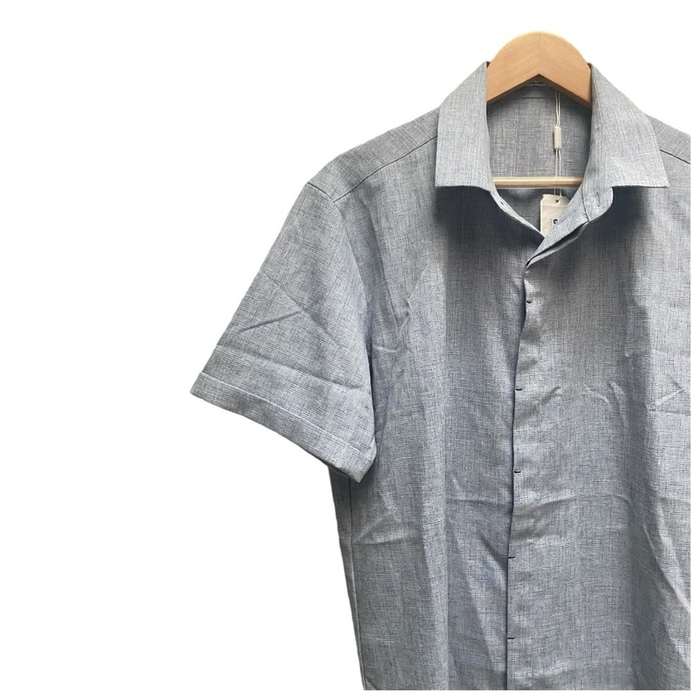 Men’s Coolfandy Blue Hidden Button Cuffed Sleeve Casual Shirt - Picture 3 of 7